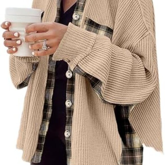 Plaid Patchwork Women's Lot of 3 Lapel Button Jacket Top Size L - Picture 2 of 12